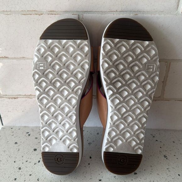 UGG Kari Women's Natural Tan & Pink Leather Slide Sandals Casual Comfy Size 6.5 - Picture 8 of 8